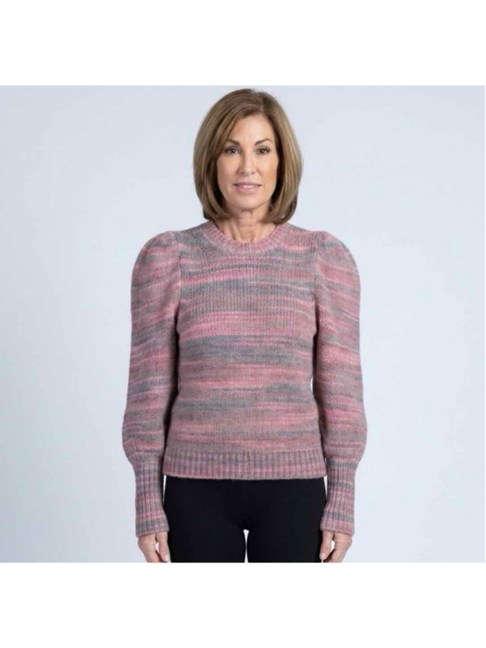 LoveShackFancy Aquarius Puff Sleeve Pink Cloud Space Dye Pullover Sweater Size X